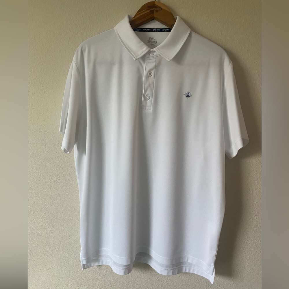 Paul Sperry Men's Moisture Wicking Classic Fit Short Sleeve White Polo Large